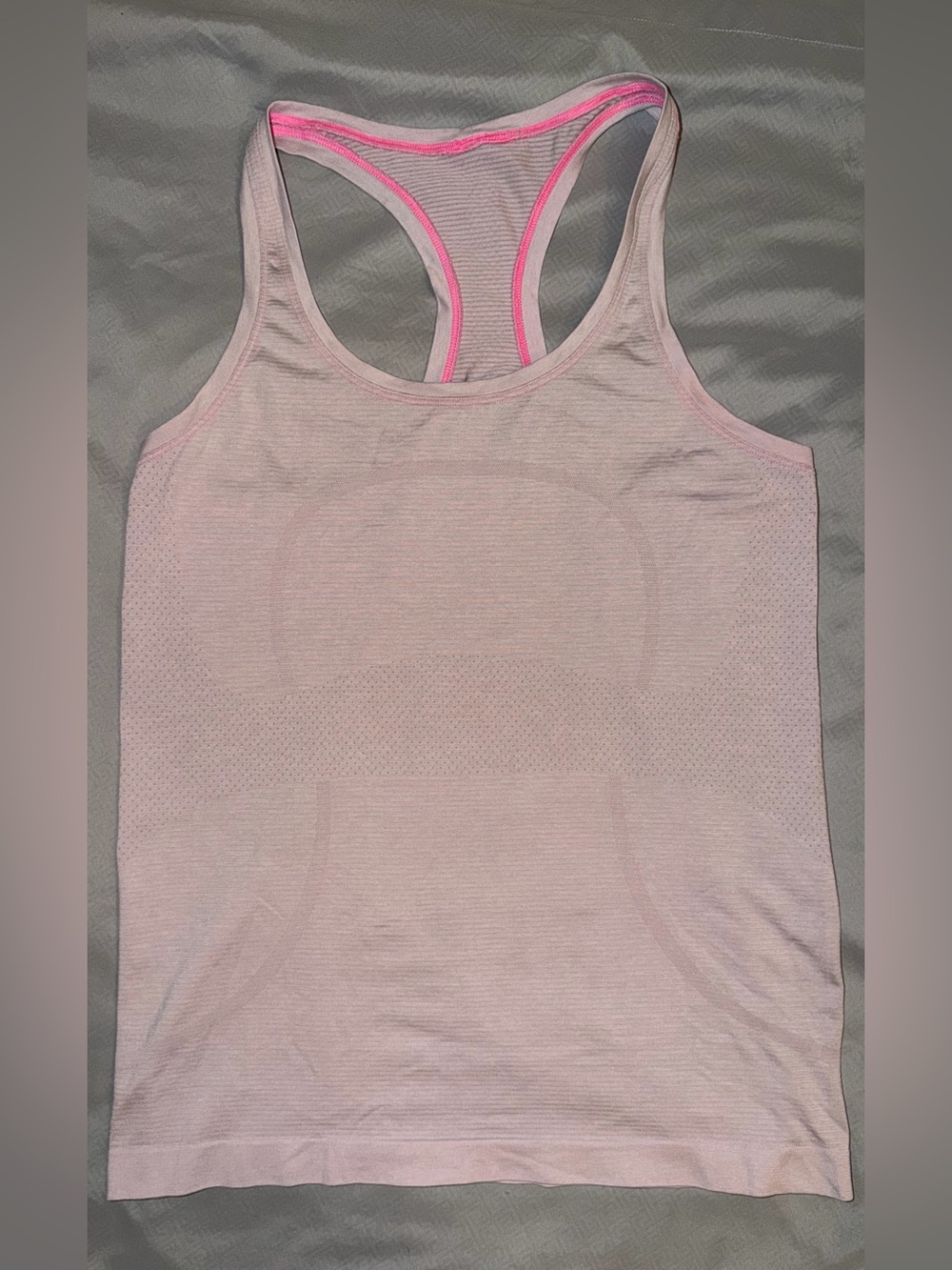 lululemon athletica Pale Pink Racerback Tank with Bright Pink Trim size 10